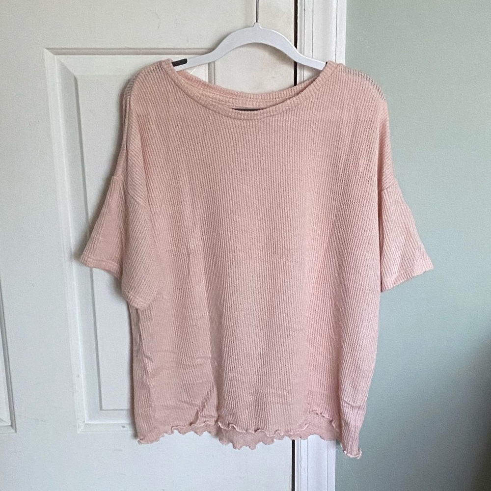 American Eagle Waffle knit pink tee